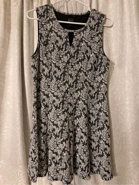 Black and White Floral A-Line Dress
